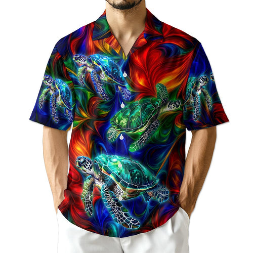 Netecom Amazing Turtle Hippie Hawaiian Shirt for Men