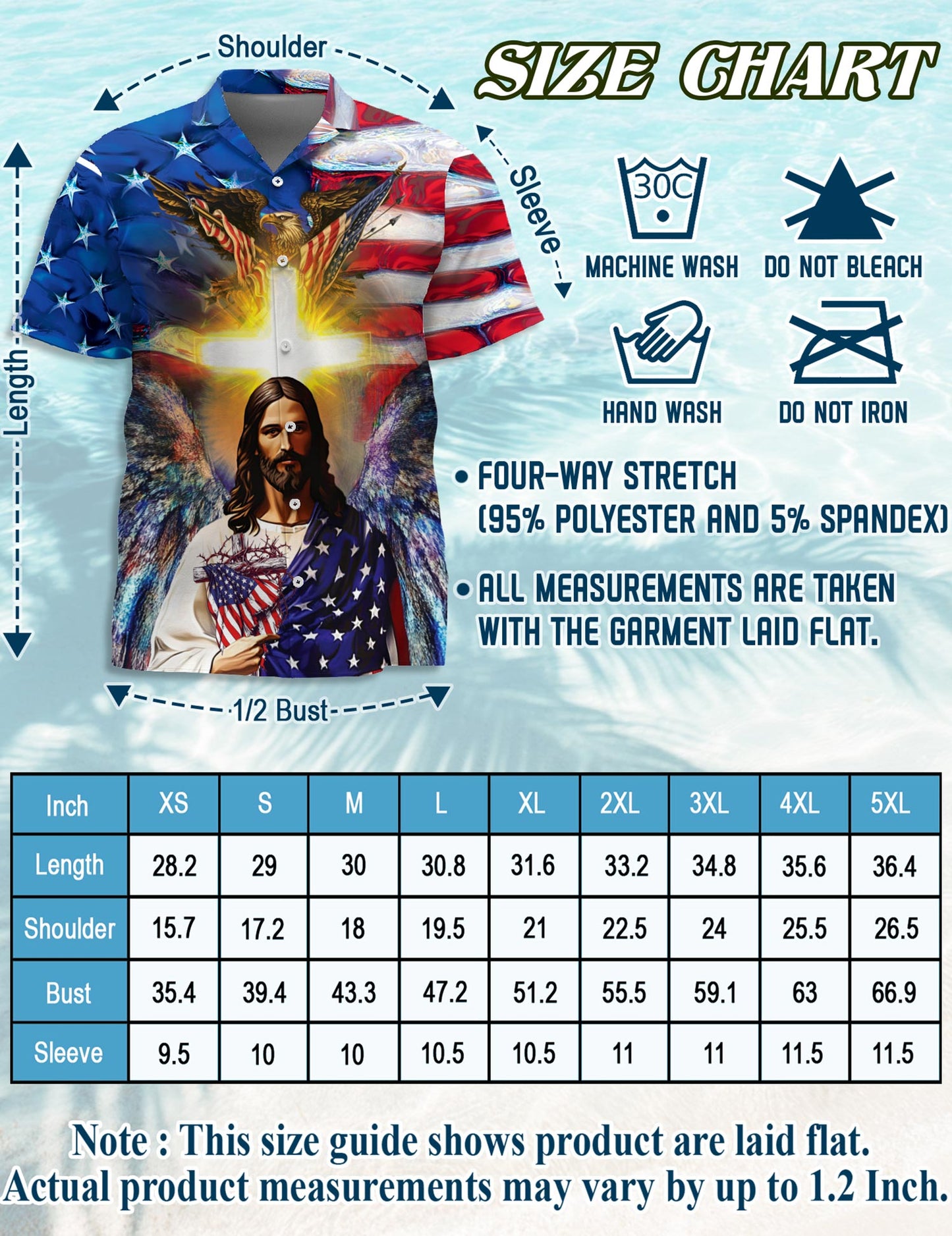 Netecom America And Jesus Bless Hawaiian Shirt for Men, Button Down Summer Beach Short Sleeve, S-5XL