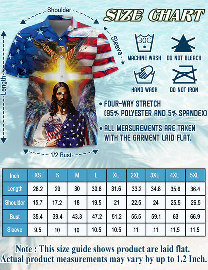 Netecom America And Jesus Bless Hawaiian Shirt for Men, Button Down Summer Beach Short Sleeve, S-5XL