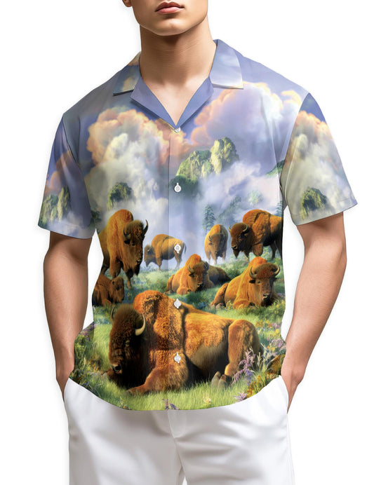 Netecom American Bison At Sunrise Hawaiian Shirt for Men Women