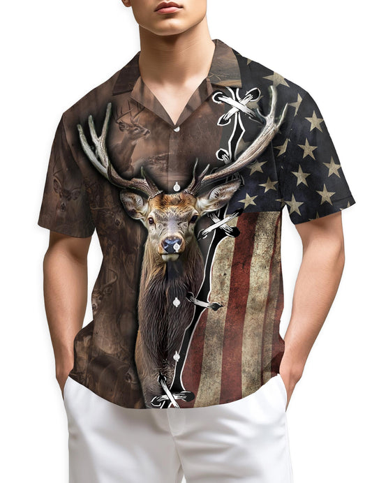 Netecom American Deer Hunter Hawaiian Shirt for Men