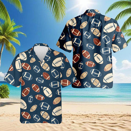 Netecom American Football Hawaiian Shirt for Men, Vintage Style, Tropical Summer Beach Button Down Short Sleeve Shirts, S-5XL