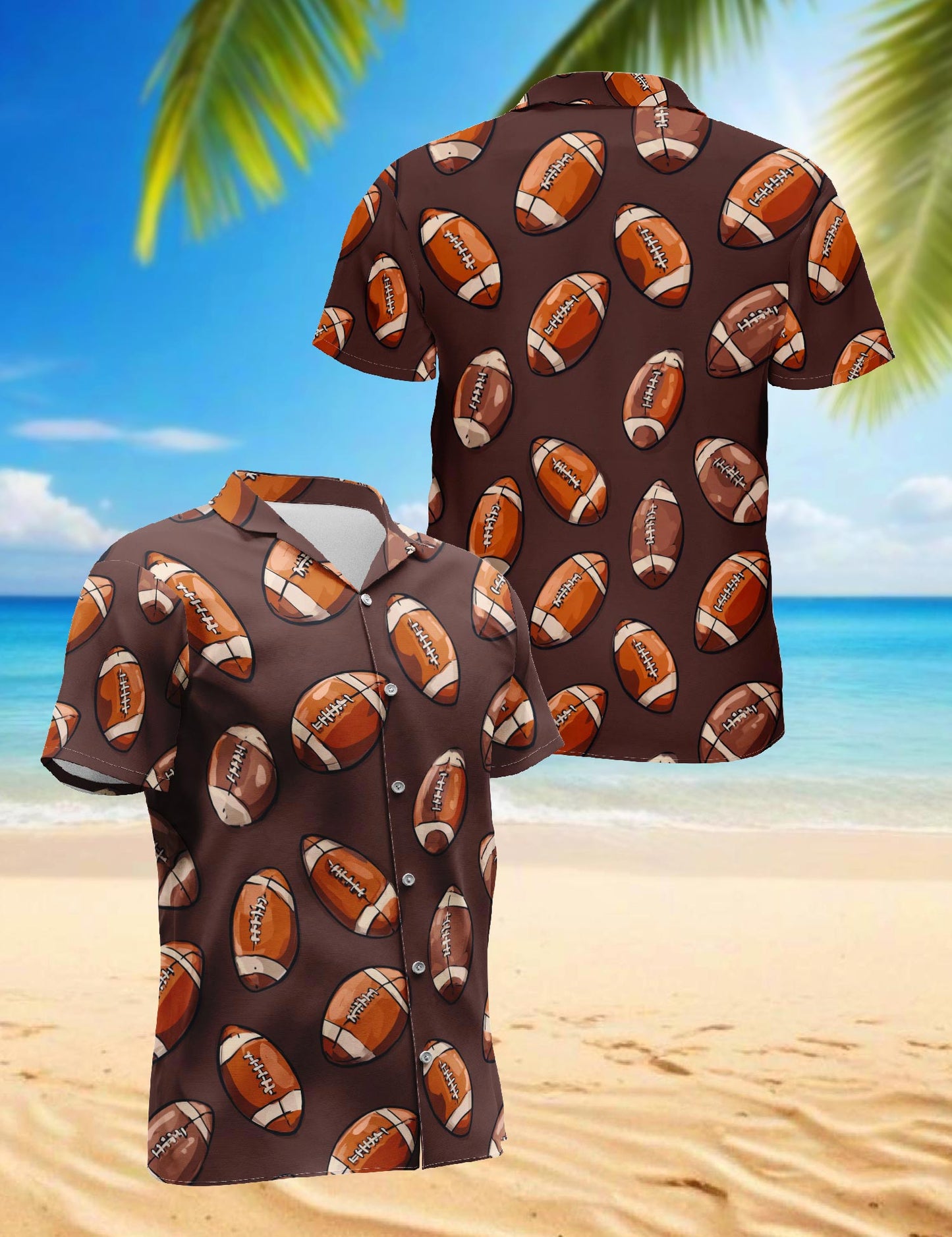 Netecom American Football Hawaiian Shirt for Men, Retro Style, Tropical Summer Beach Button Down Short Sleeve Shirts, S-5XL