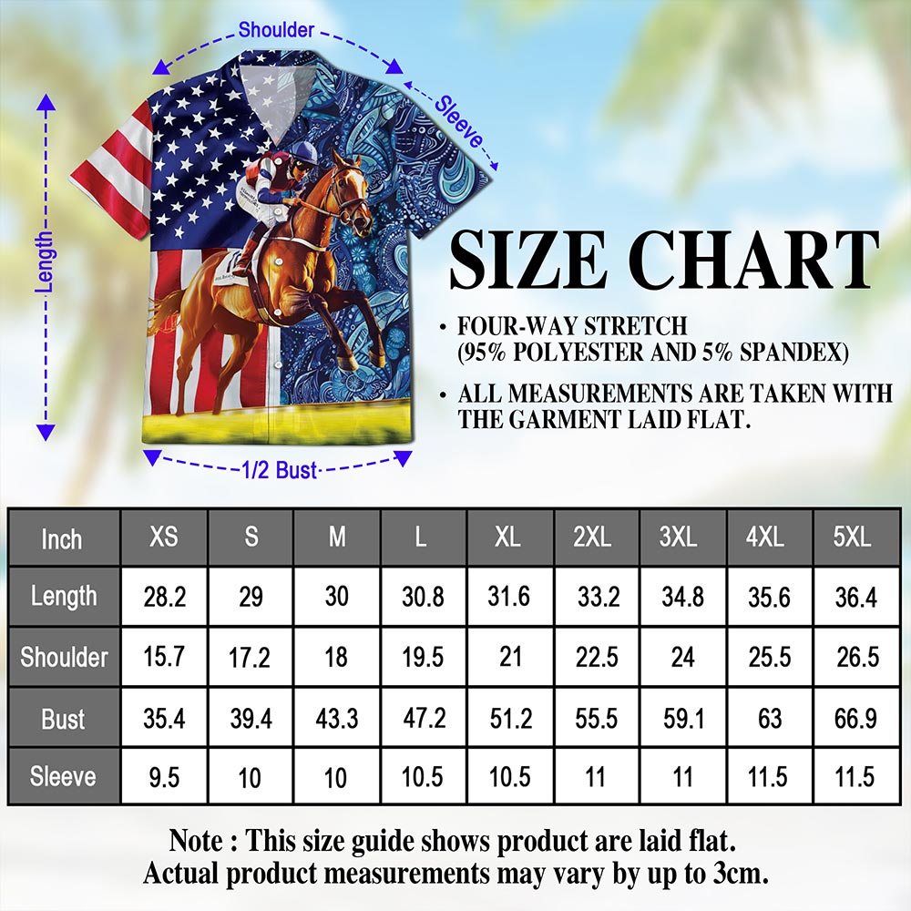 Netecom American Horse Racing Hawaiian Shirt for Men, Button Down Summer Beach Short Sleeve, S-5XL