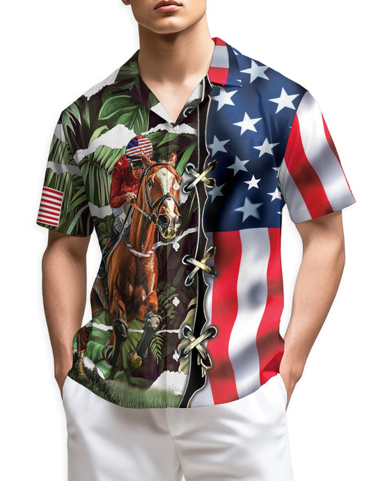 Netecom American Jockey Racing Hawaiian Shirt for Men