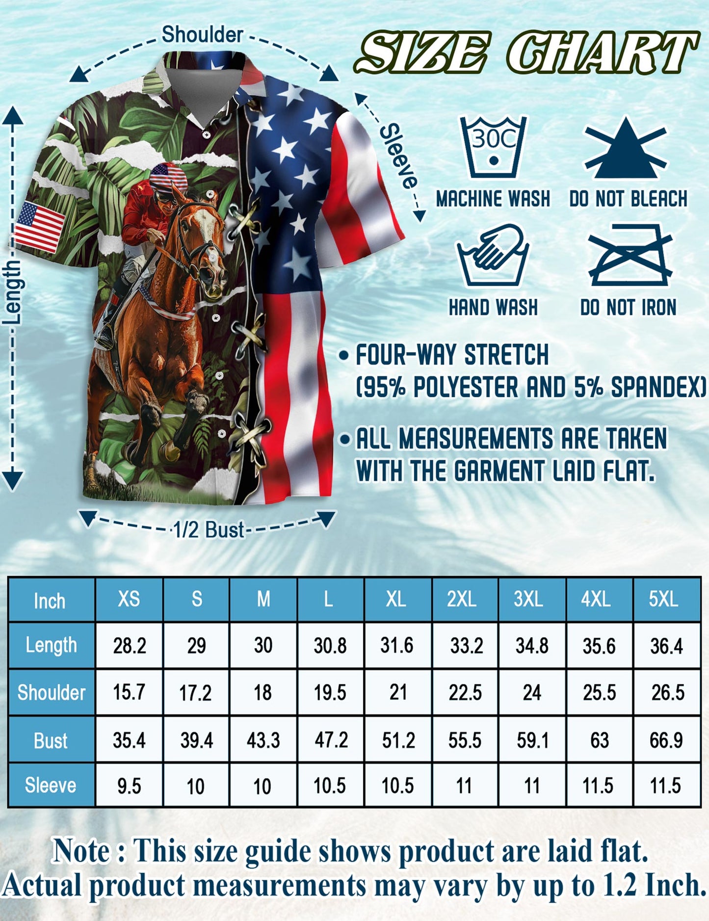 Netecom American Jockey Racing Hawaiian Shirt for Men, Button Down Summer Beach Short Sleeve, S-5XL