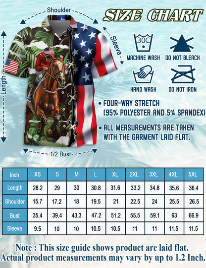 Netecom American Jockey Racing Hawaiian Shirt for Men, Button Down Summer Beach Short Sleeve, S-5XL