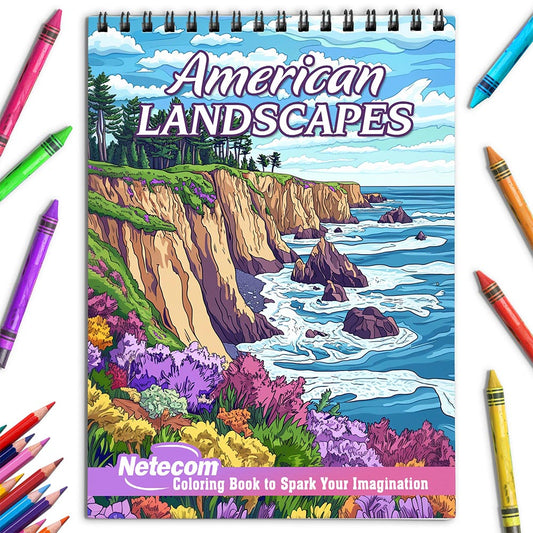Netecom American Landscapes Coloring Book for Adults