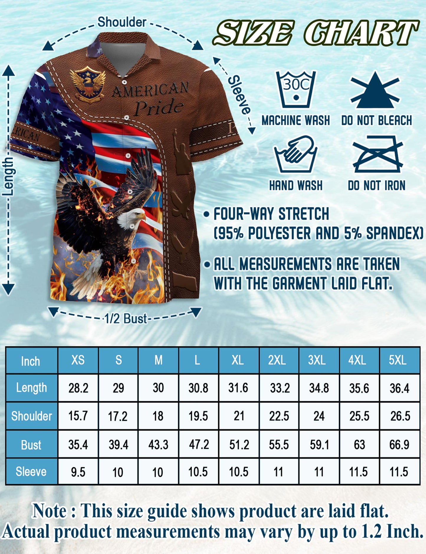 Netecom American Pride Patriotism Hawaiian Shirt for Men, Vintage Style, Button Down Summer Beach Short Sleeve, S-5XL