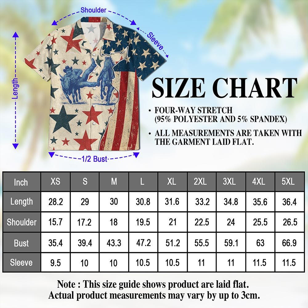 Netecom American Steer Wrestling Hawaiian Shirt for Men, Retro Rodeo Style, Button Down Summer Beach Short Sleeve, S-5XL