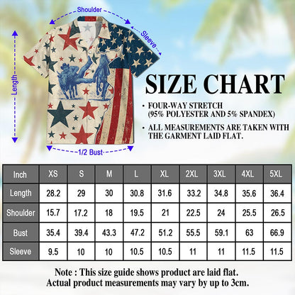 Netecom American Steer Wrestling Hawaiian Shirt for Men, Retro Rodeo Style, Button Down Summer Beach Short Sleeve, S-5XL