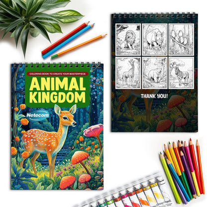 Netecom Animal Kingdom Spiral Coloring Book for Adults