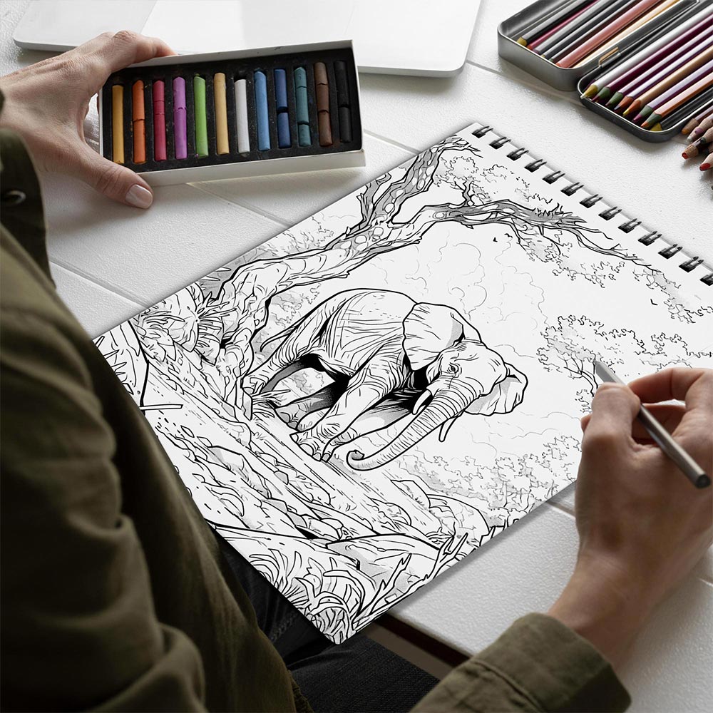 Netecom Animal Kingdom Spiral Bound Coloring Book for Adults