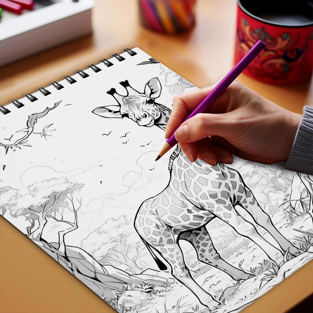 Netecom Animal Kingdom Coloring Book Spiral Bound for Adults