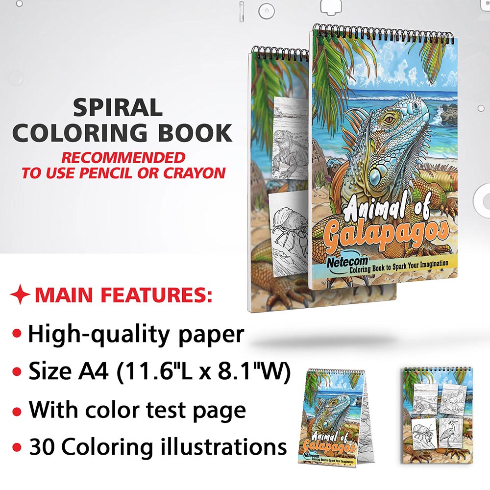 Netecom Animal of Galapagos Coloring Sheets for Adults