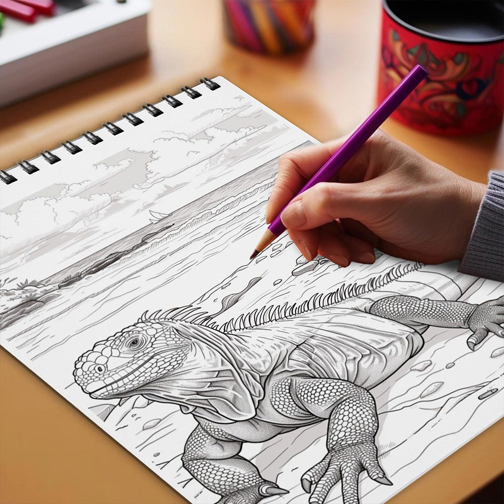Netecom Animal of Galapagos Coloring Book Spiral Bound for Adults