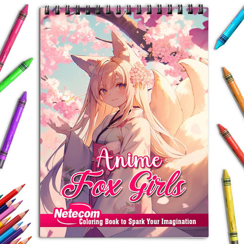 Netecom Anime Fox Girls Coloring Book for Adults and Girls