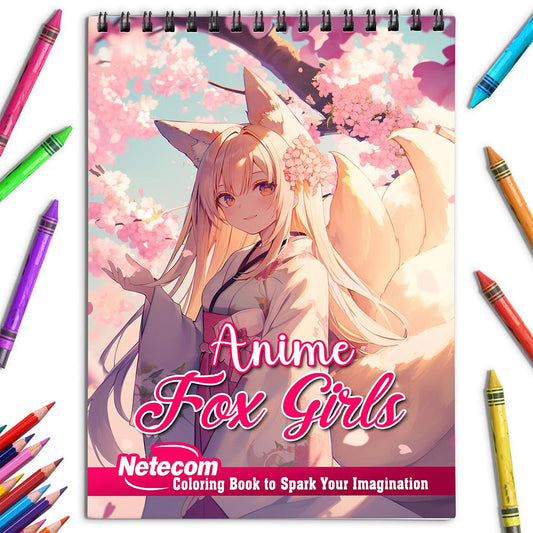 Netecom Anime Fox Girls Coloring Book for Adults and Girls