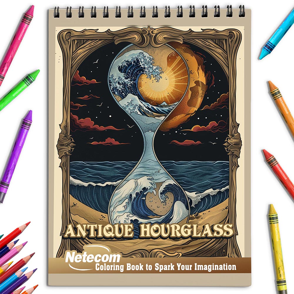Netecom Antique Hourglass Coloring Book for Adults