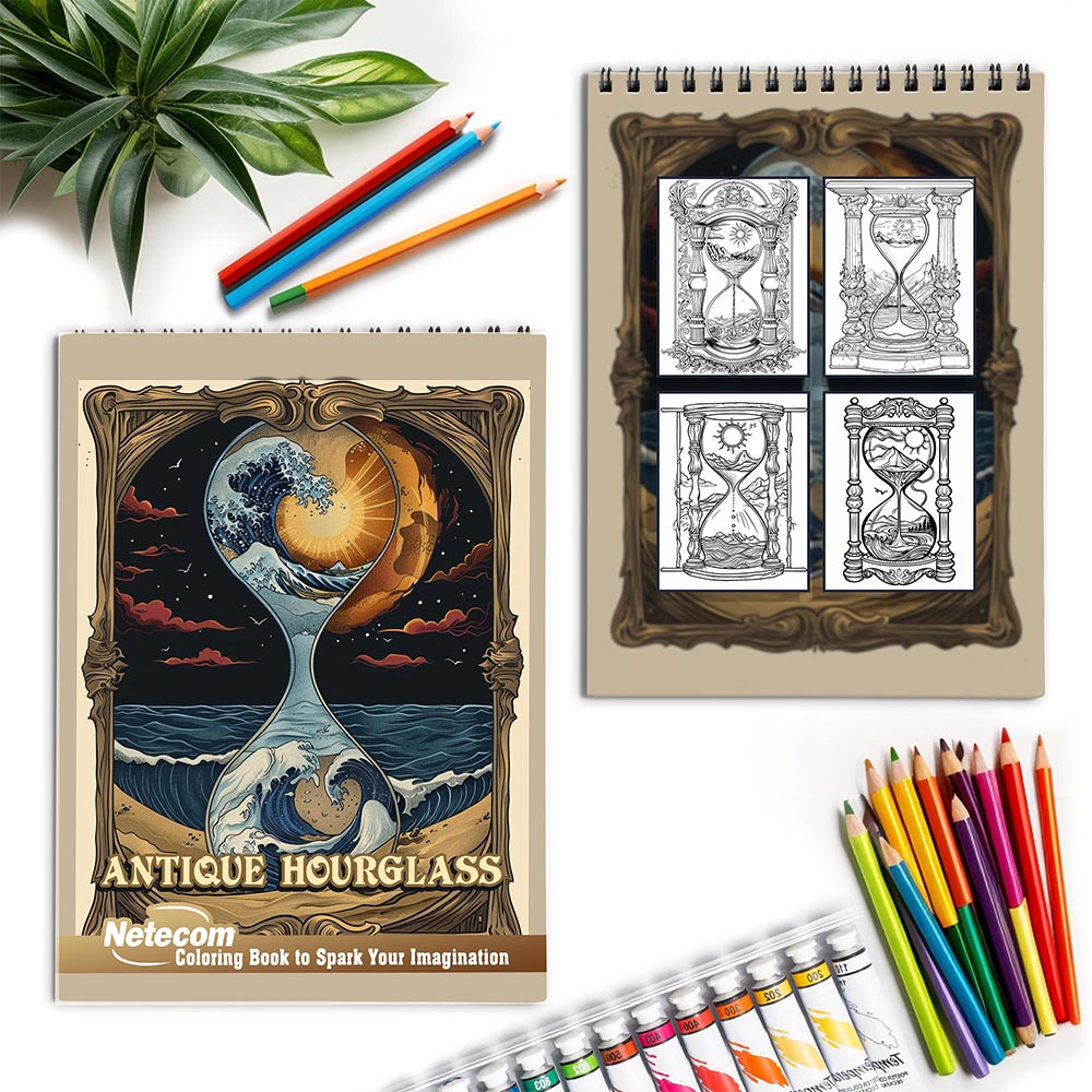 Netecom Antique Hourglass Spiral Coloring Book for Adults