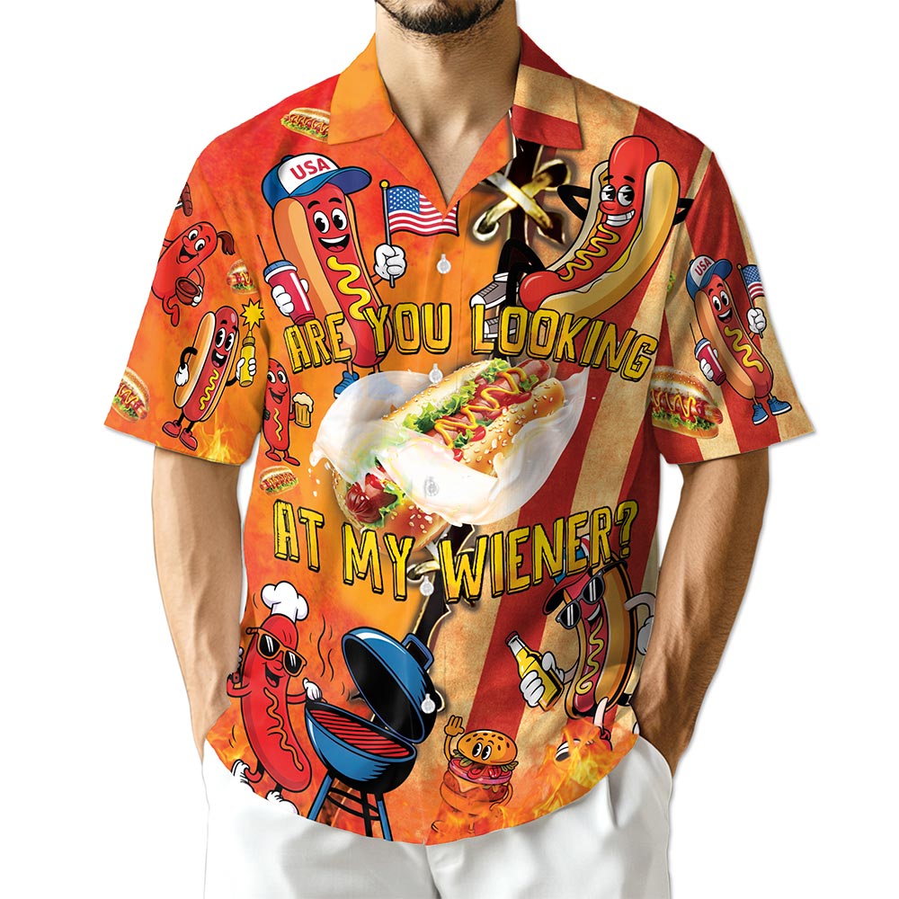Netecom Are You Looking At My Wiener Hawaiian Shirt for Men