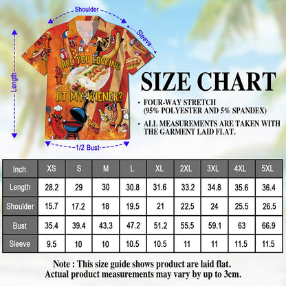 Netecom Are You Looking At My Wiener Hawaiian Shirt for Men, Fresh BBQ Party Button Down Summer Beach Shirts, S-5XL