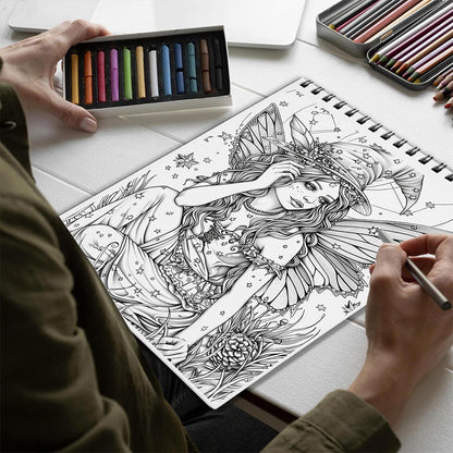 Netecom Astrology Fairy Spiral Bound Coloring Book for Adults