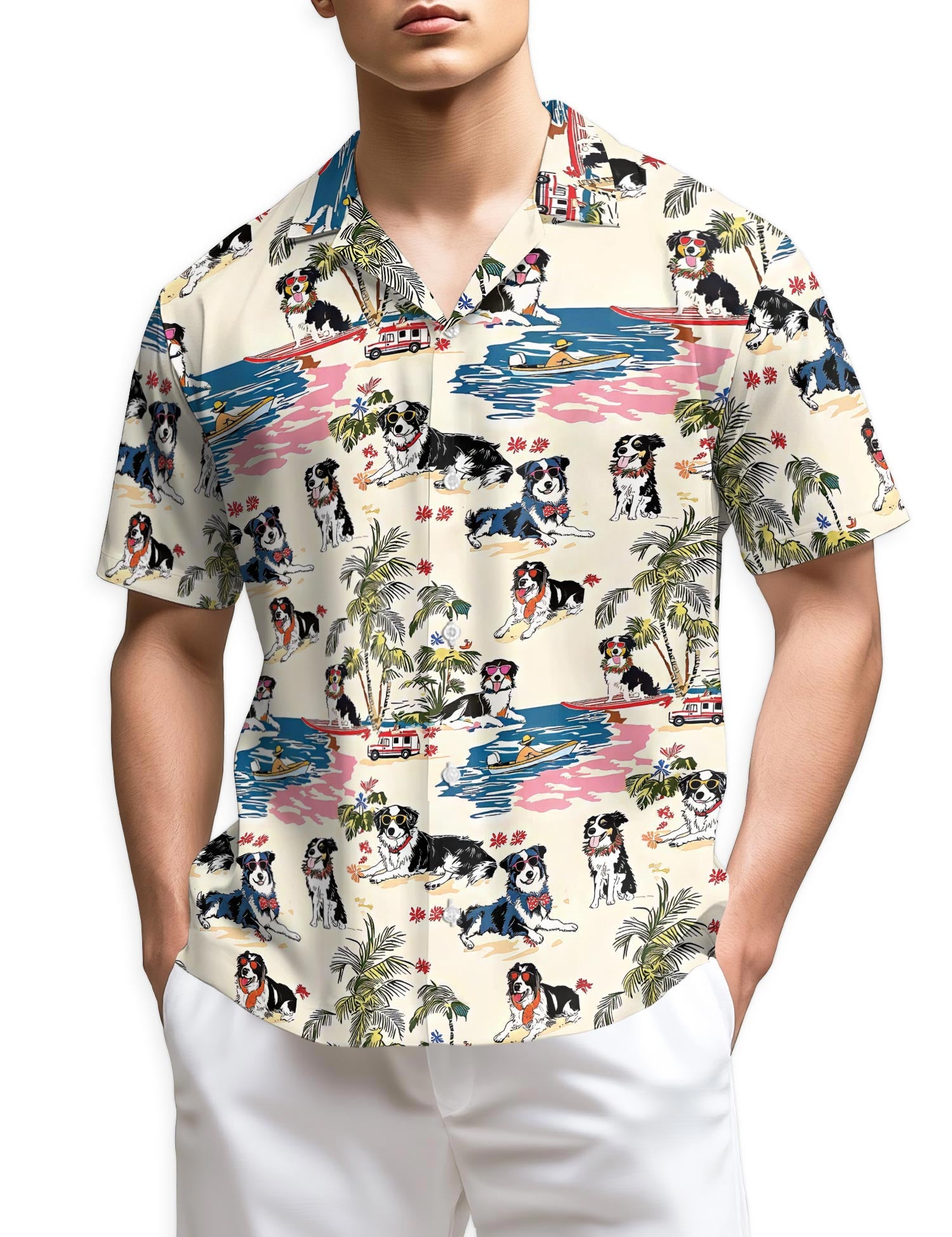 Netecom Australian Shepherd Hawaiian Shirt for Men