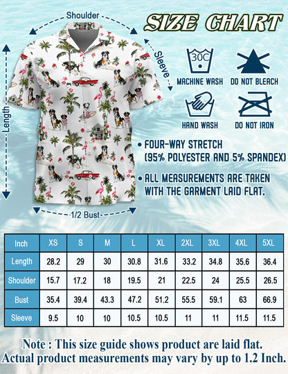 Netecom Australian Shepherd Hawaiian Shirt for Men, Tropical Style, Button Down Summer Beach Short Sleeve, S-5XL