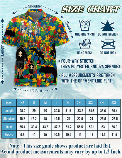 Netecom Autism Awareness Hawaiian Shirt for Men, Puzzle Piece Style, Button Down Summer Beach Short Sleeve, S-5XL