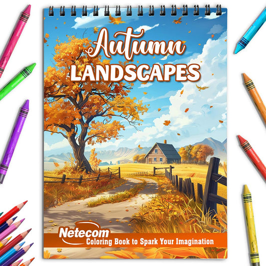 Netecom Autumn Landscape Coloring Book for Adults