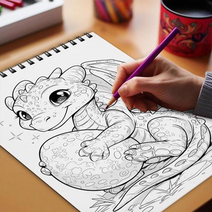 Netecom Baby Easter Dragon Coloring Book Spiral Bound for Adults