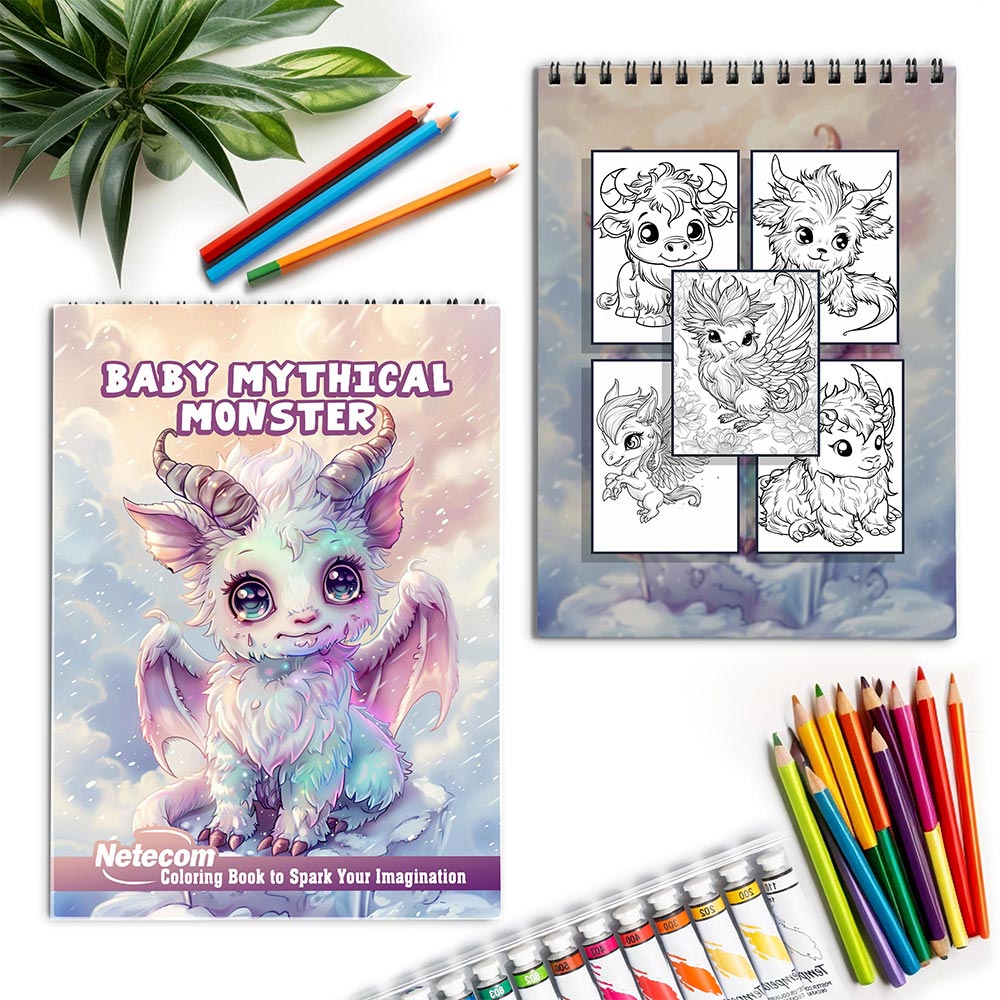 Netecom Baby Mythical Monster Spiral Coloring Book for Adults