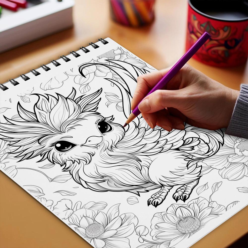 Netecom Baby Mythical Monster Coloring Book Spiral Bound for Adults