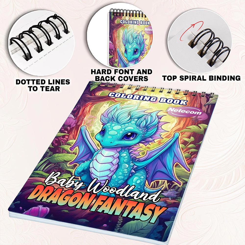 Netecom Baby Woodland Dragon Fantasy Coloring Pages for Adults