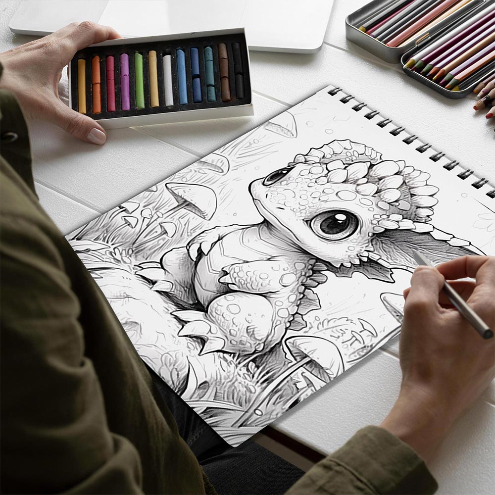 Netecom Baby Woodland Dragon Fantasy Spiral Bound Coloring Book for Adults