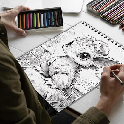 Netecom Baby Woodland Dragon Fantasy Spiral Bound Coloring Book for Adults