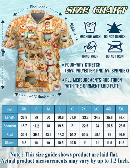 Netecom Bakery Hawaiian Shirt for Men, Vintage Style, Button Down Summer Beach Short Sleeve, S-5XL