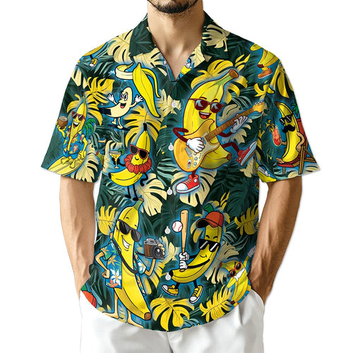 Netecom Banana Plays The Guitar Hawaiian Shirt for Men