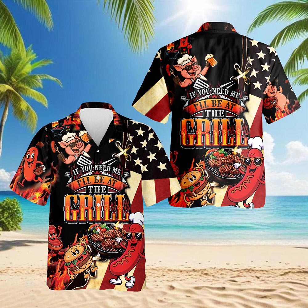 Netecom Barbecue I Will Be At The Grill Hawaiian Shirt for Men Women, BBQ Grill Button Down Summer Aloha Beach Shirts, S-5XL