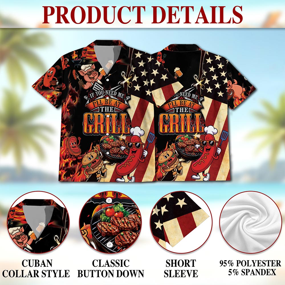 Netecom Barbecue I Will Be At The Grill Hawaiian Shirt for Men Women, BBQ Grill Button Down Summer Aloha Beach Shirts, S-5XL