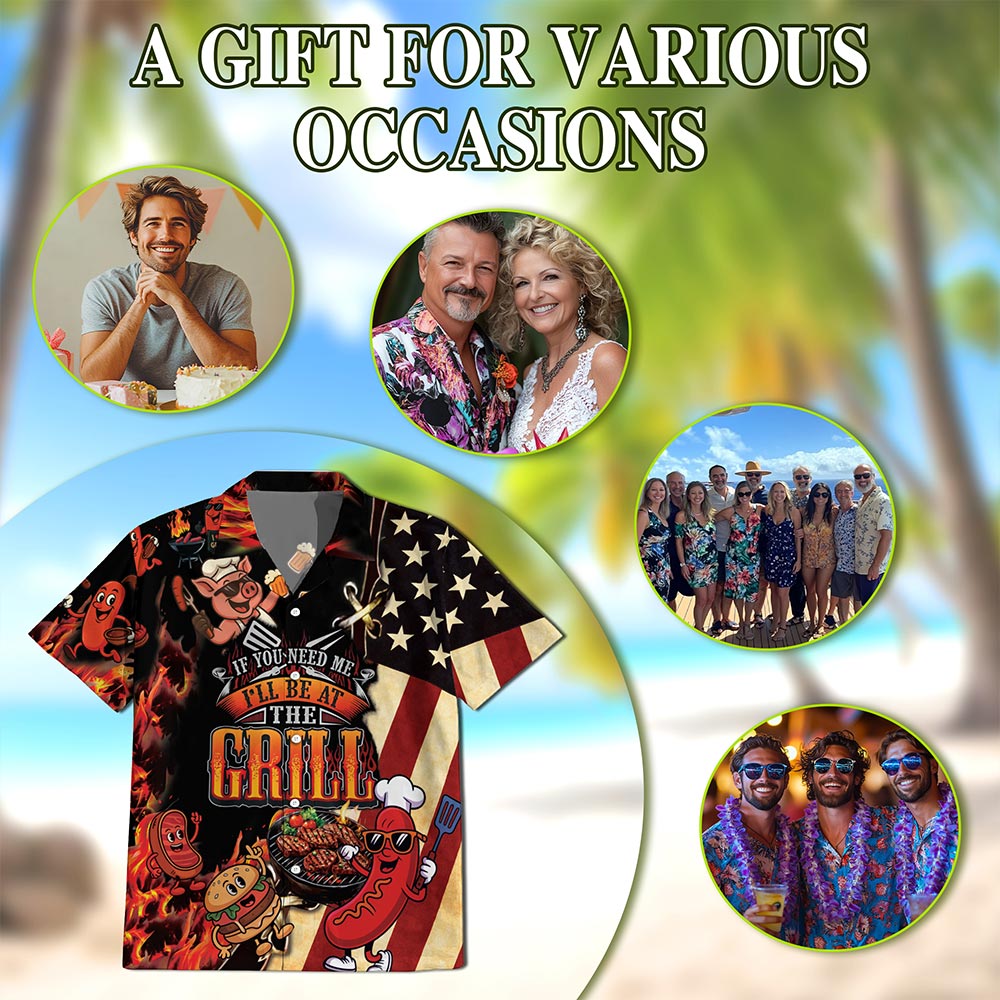 Netecom Barbecue I Will Be At The Grill Hawaiian Shirt for Men Women, BBQ Grill Button Down Summer Aloha Beach Shirts, S-5XL