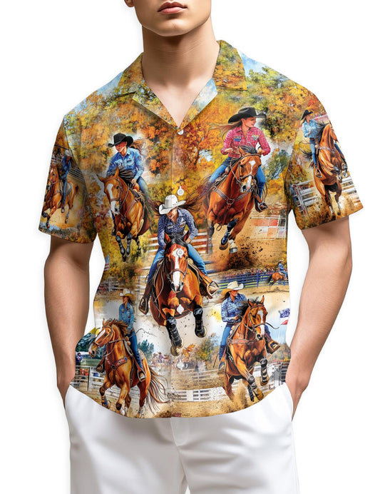 Netecom Barrel Racing Women Hawaiian Shirt for Men