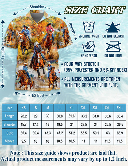 Netecom Barrel Racing Women Hawaiian Shirt for Men, Button Down Summer Beach Short Sleeve, Sizes S-5XL