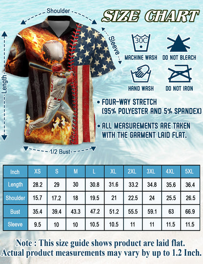 Netecom Baseball American Flag Hawaiian Shirt for Men, Button Down Summer Beach Short Sleeve, Sizes S-5XL