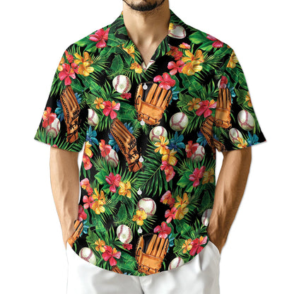 Netecom Baseball Art Tropical Hawaiian Shirt for Men