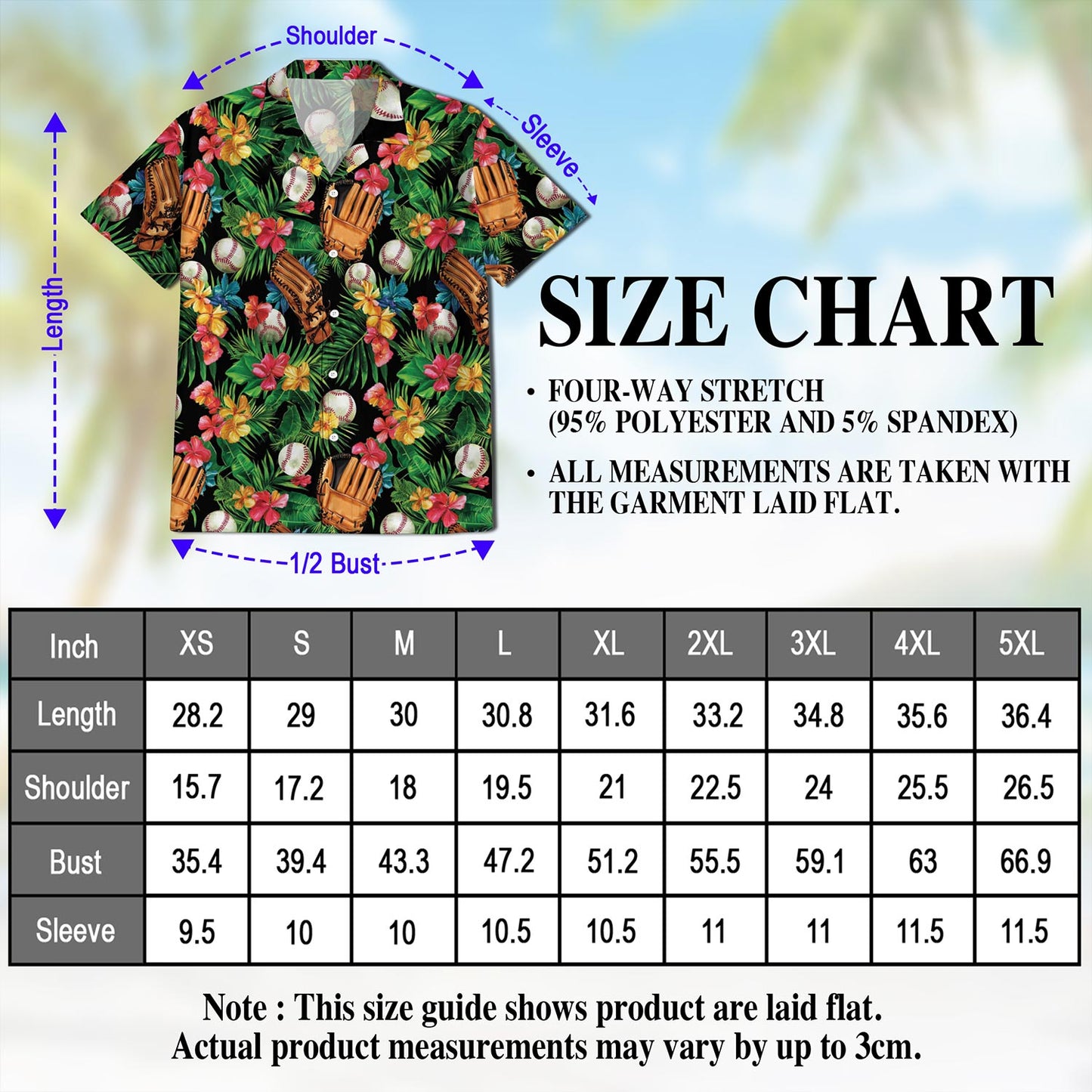 Netecom Baseball Art Tropical Hawaiian Shirt for Men, Button Down Summer Beach Short Sleeve, Tropical Style, S-5XL