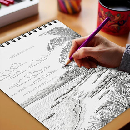 Netecom Beach Bliss Coloring Book Spiral Bound for Adults