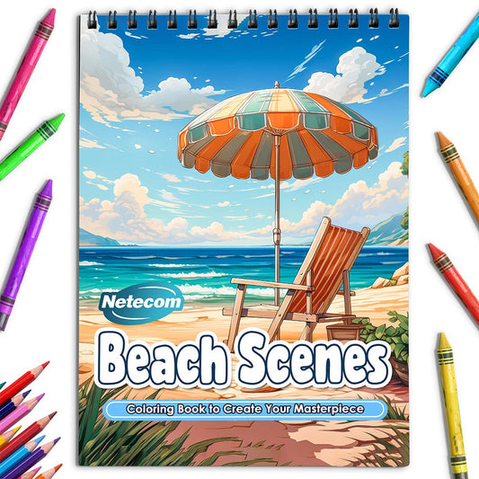 Netecom Beach Scenes Coloring Book for Adults