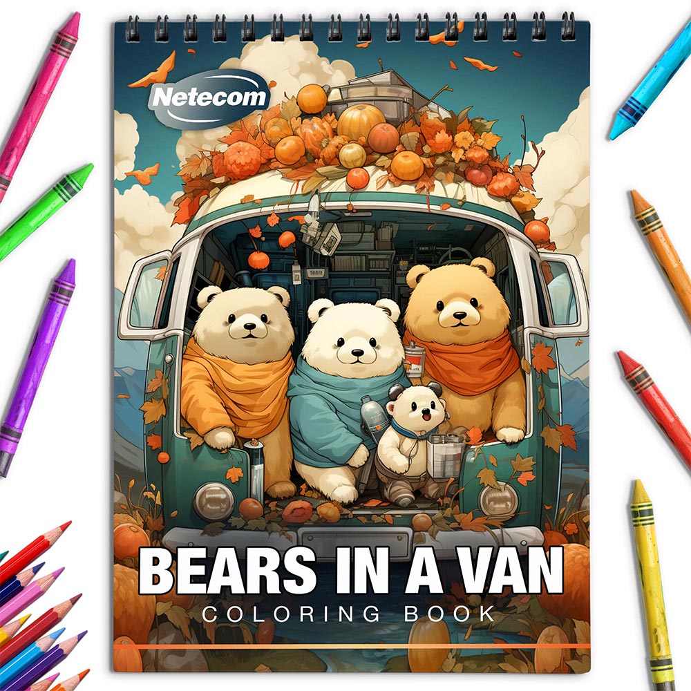 Netecom Bears in a Van Coloring Book for Adults